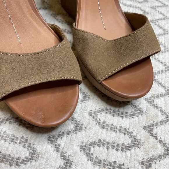 Dolce Vita Brown Ankle Strap Peep Toe Wedges Women’s sz10 Spring Suede Neutral - Picture 3 of 6